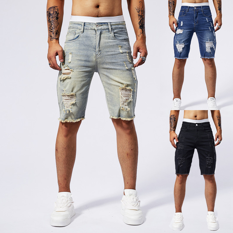 Brand Of Streetwear - 2025 Zomer Nieuwe mannen Gescheurde Denim