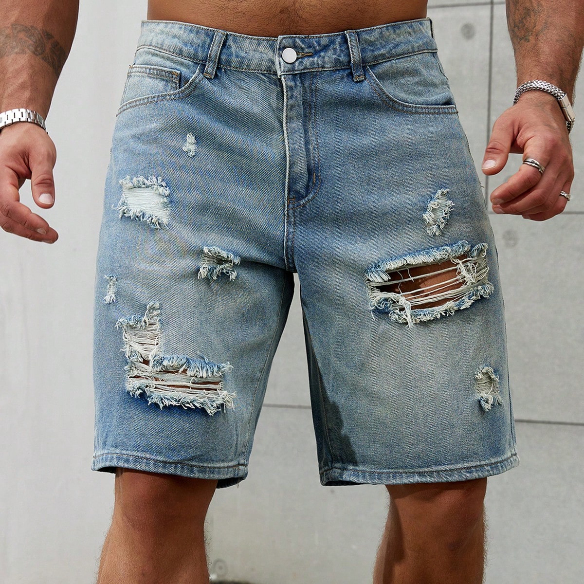 Brand Of Streetwear - Nieuwe Mode Heren Gescheurde Korte Jeans