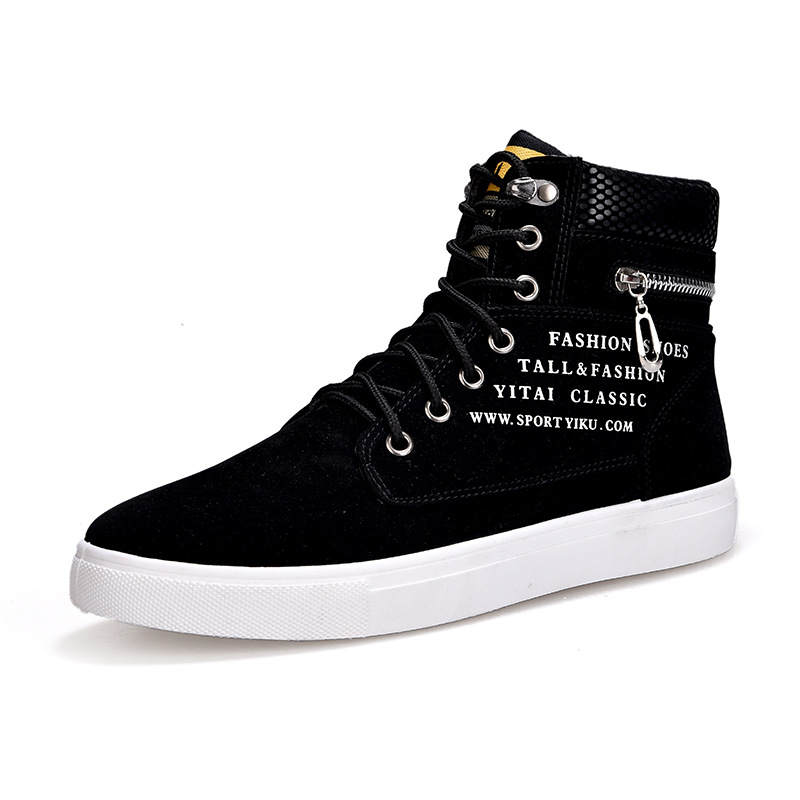 Streetwear Zipper - Zwarte hoge sneakers voor heren Veterschoenen