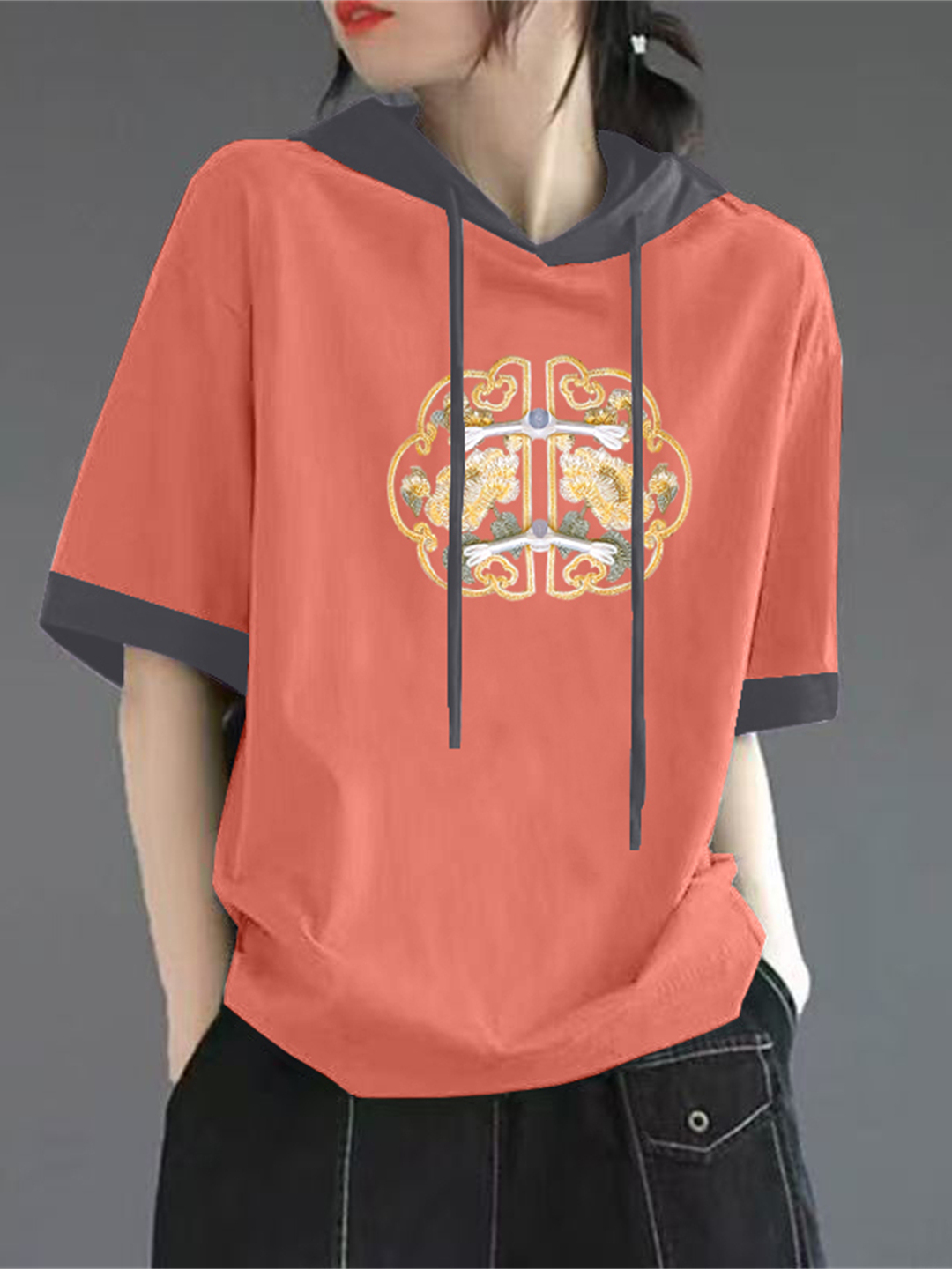 Rood puur katoenen T-shirt met - Streetwear Brand Hats recensie en prijs