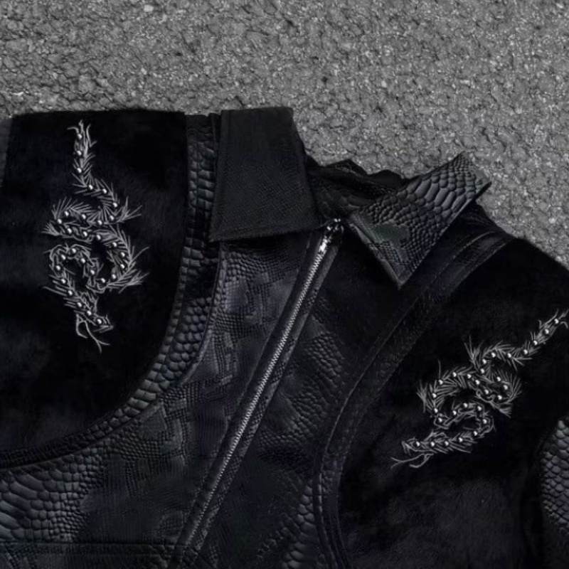 Heren jas met zwarte slangmoti - Streetwear Zipper recensie en prijs