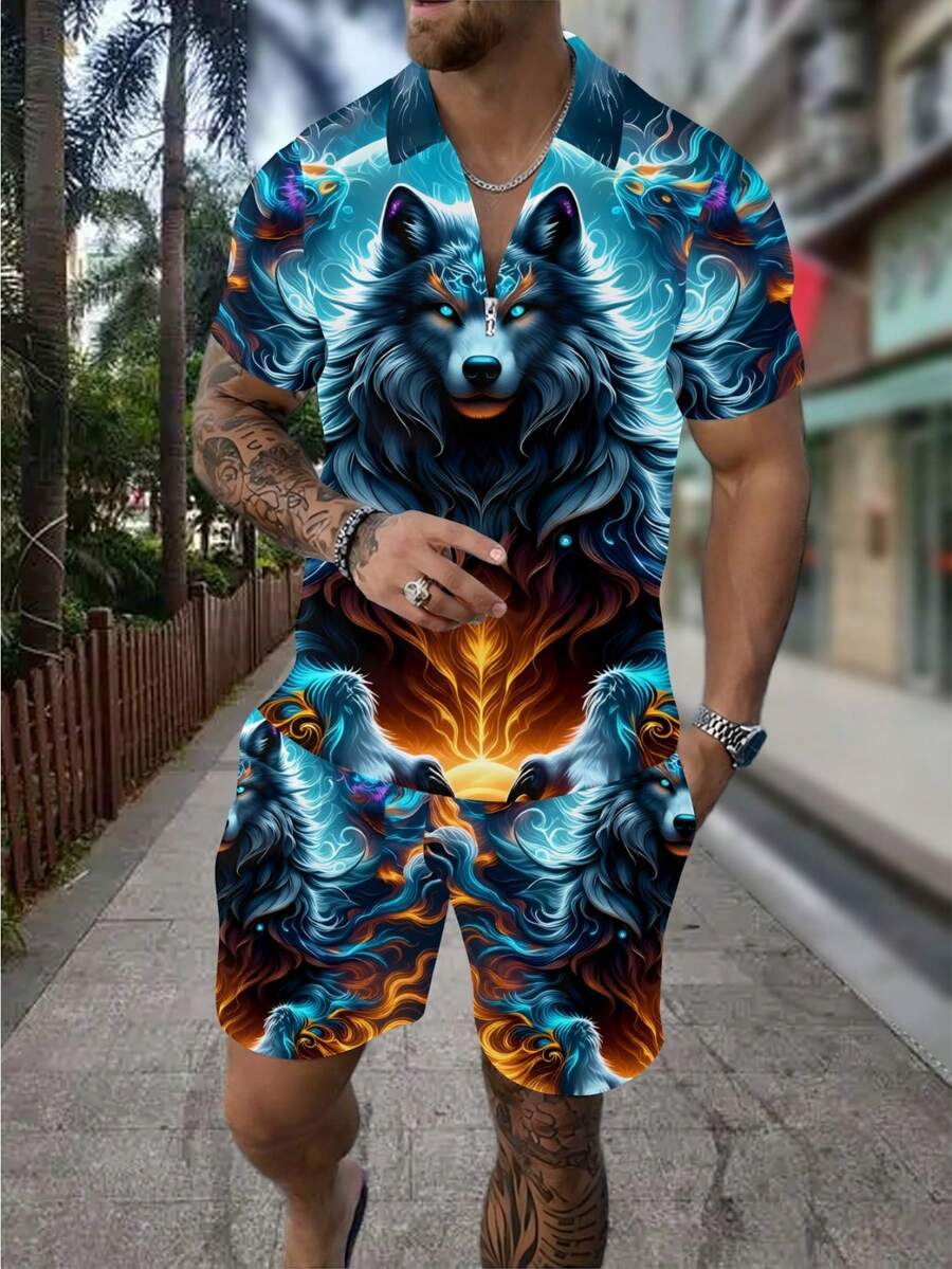 Herenmode 3D Wolf Print Rits P - Streetwear Zipper recensie en prijs