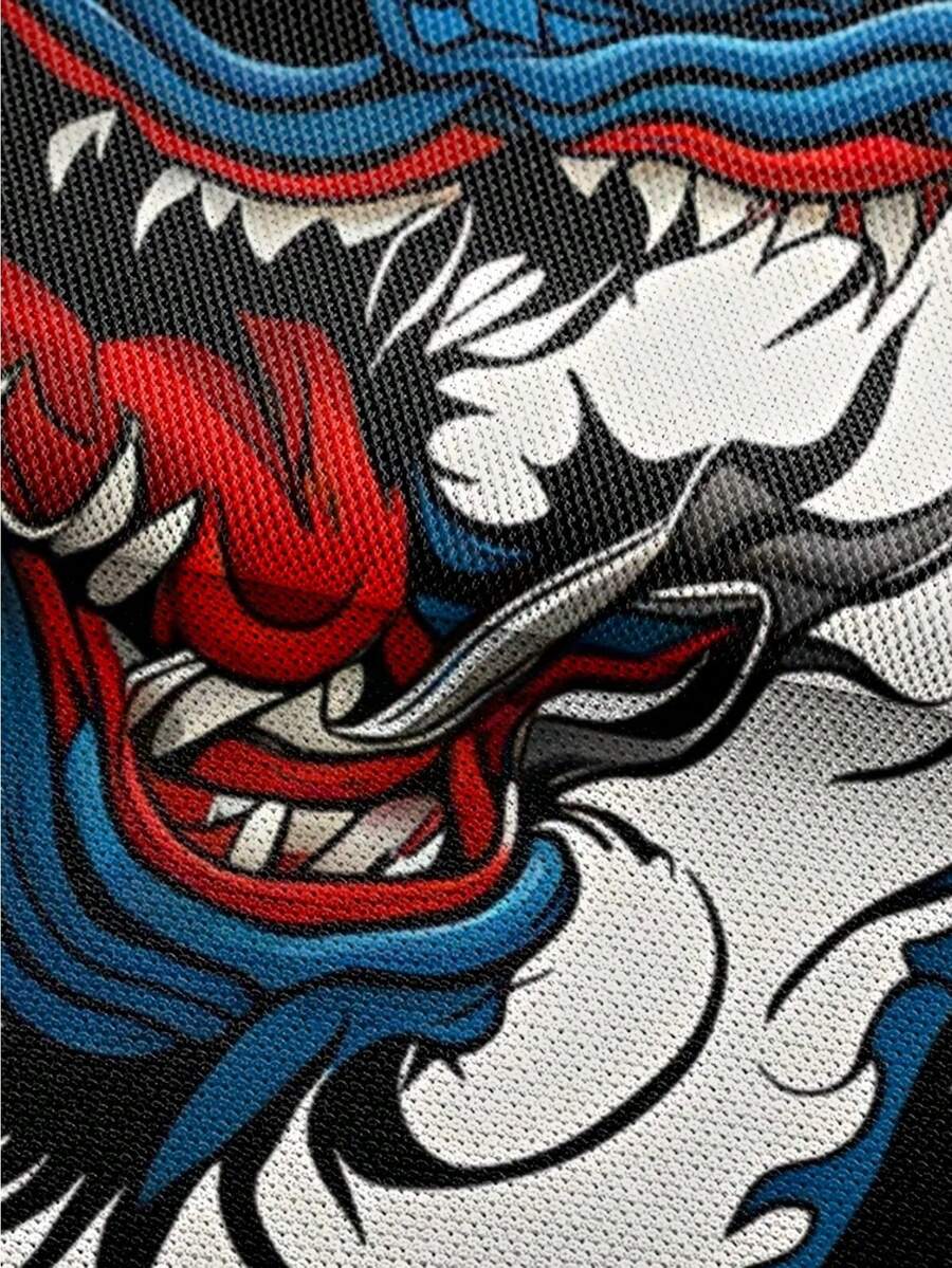 Heren 3D drakenprint rits polo - Streetwear Zipper recensie en prijs