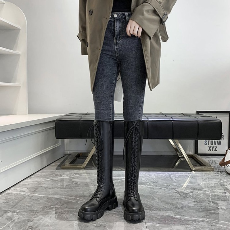 Dames kniehoge laarzen met vet - Streetwear Zipper recensie en prijs